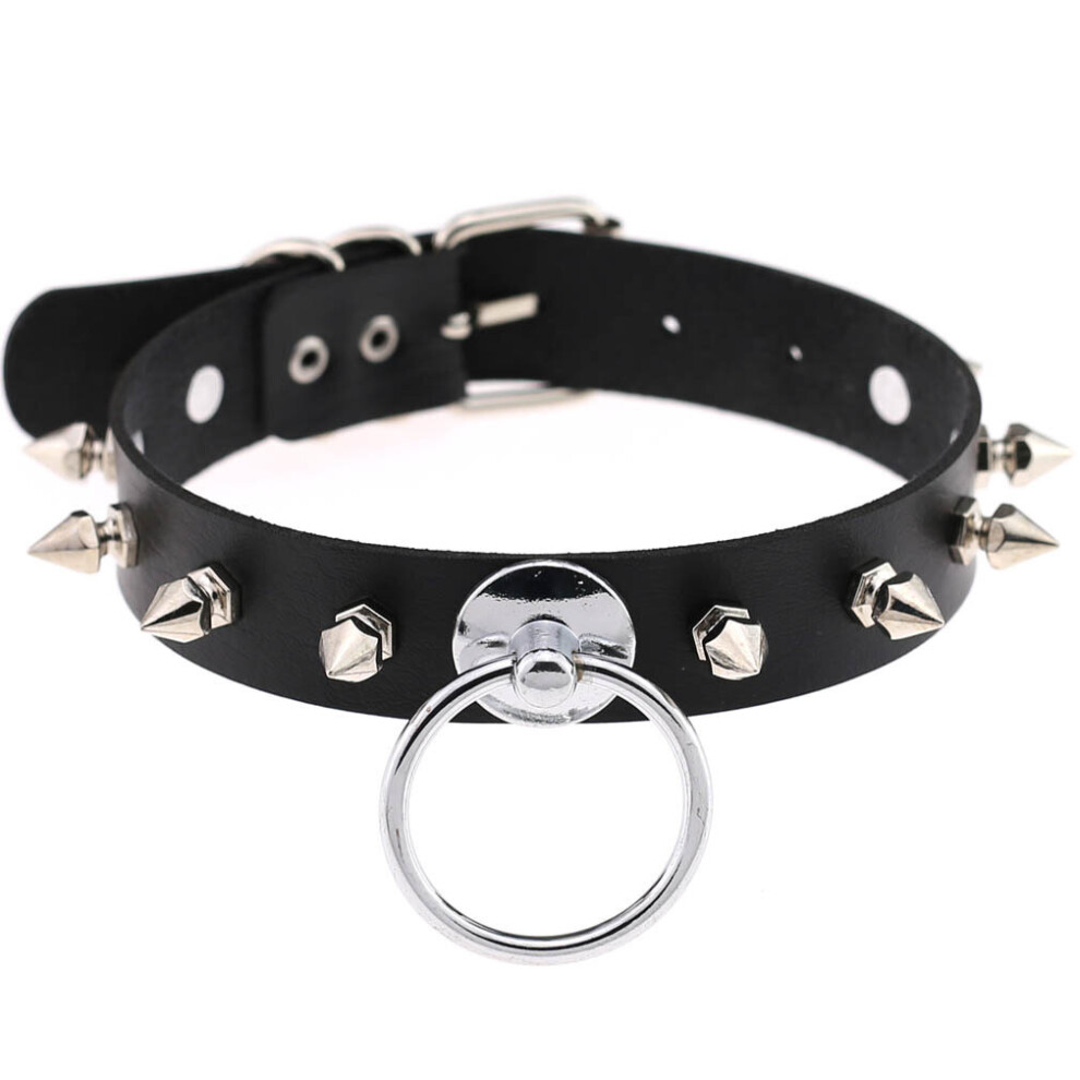 Multicoloured Women Sexy Rivet Spike Punk Collar Leather Lead Chain Necklace Choker Slave Costume Bdsm Bondage Necklace Gothic Accessories