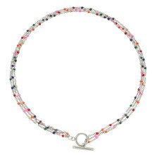 Bohemian Multilayer Stainless Steel Enamel Beads Chain Necklace For Woman Toggle Choker Boho Jewelry Valentine Gift