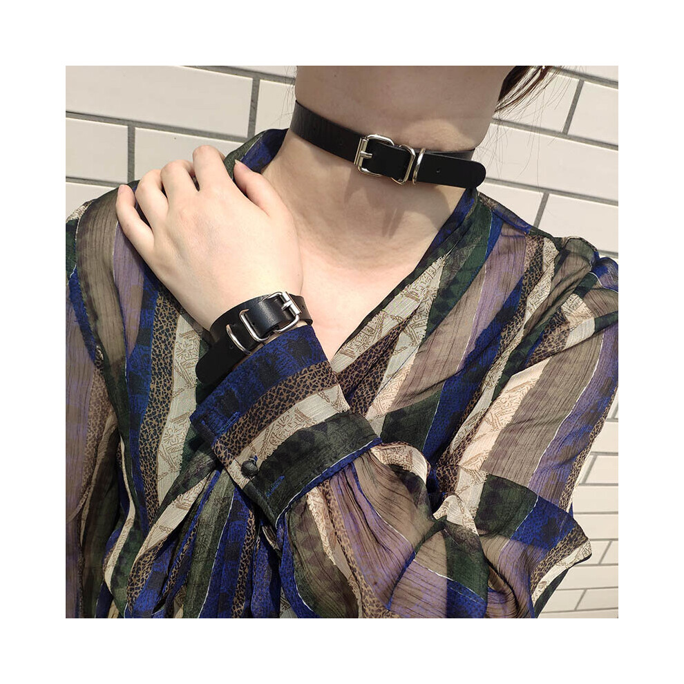 Multicoloured Punk Harajuku Collar Choker Necklace Pu Leather Choker Punk Goth Neck Bracelet Jewelry Wristband