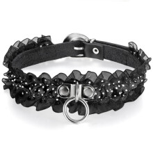 Boniskiss Sexy Punk Gothic Lace Leather Choker Necklace Spike Rivet Buckle Collar Funky Torques Necklace Jewelry