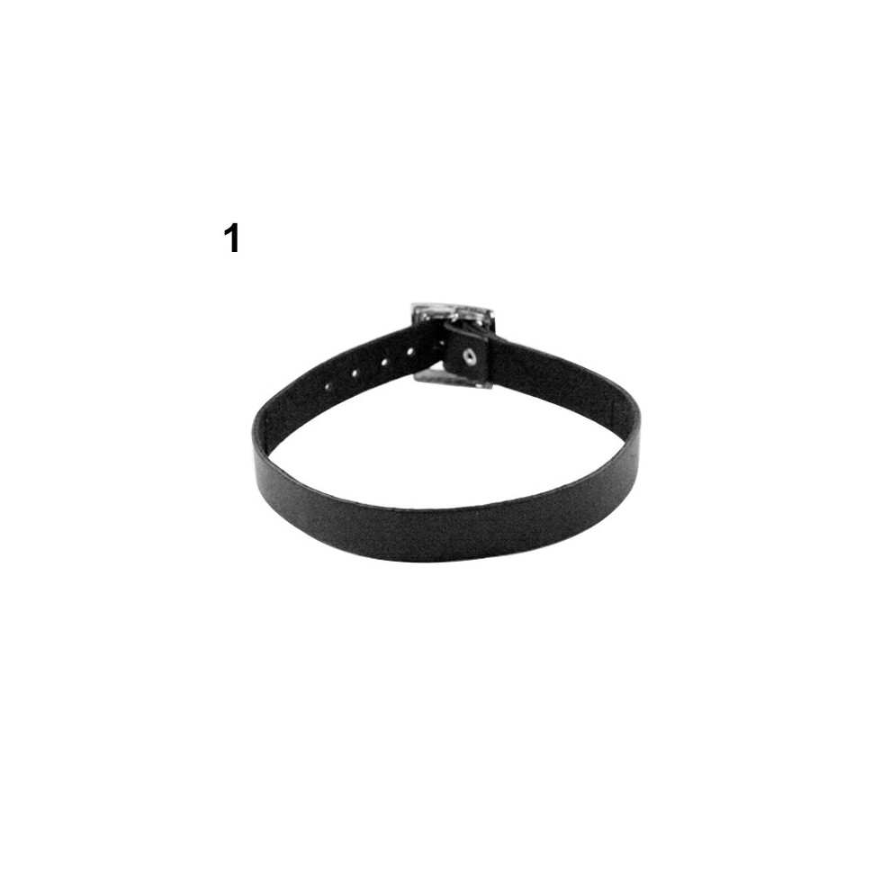 Rock Gothic Leather Heart Chain Spike Rivet Buckle Punk Collar Necklace
