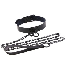 Women Man Dark Punk Gothic Sexy Rivet Alternative metal Slave PU Leather Collar Traction Rope Chain Bondage Necklace