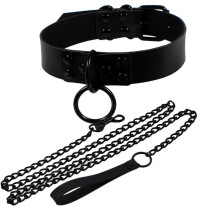 Womens Punk Gothic Leash Collar Accessories Sexy PU Leather Slave Collar Traction Rope BDSM Bondage Cosplay Necklace