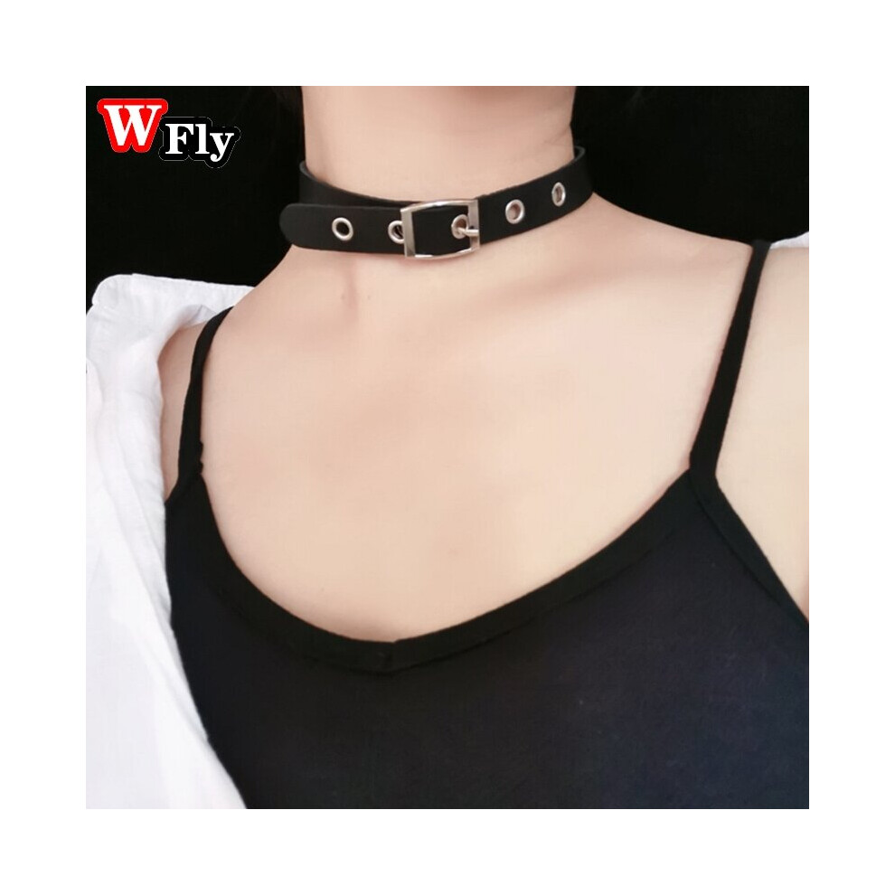Multicoloured Harajuku Collar Choker Necklace Square Buckle Pu Leather Choker Punk Goth Neck Bracelet Jewelry Wristband