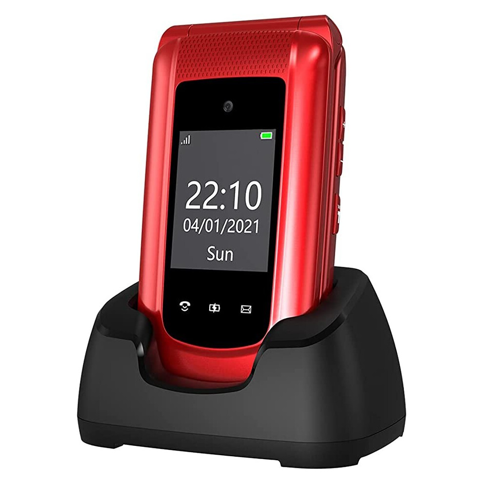 Uleway Big Button Mobile Phone for Elderly, Pay As You Go Flip Cell (BLUE)