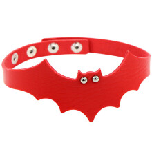 Punk Gothic Jewelry Sexy Lady Bat Devil PU Leather Collar Strap Torques Choker Necklet Necklace