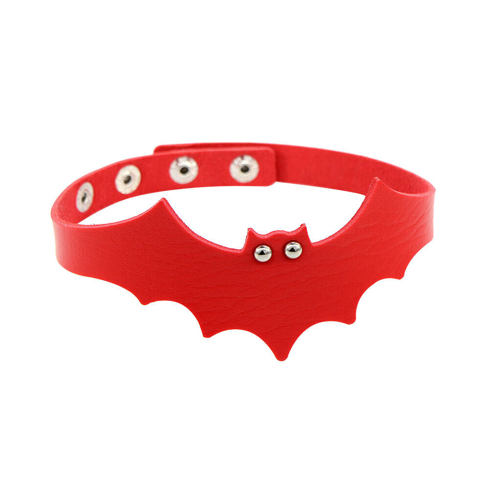 Punk Gothic Jewelry Sexy Lady Bat Devil PU Leather Collar Strap Torques Choker Necklet Necklace