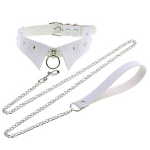 Women Man Dark Punk Gothic Sexy Rivet Alternative metal Slave PU Leather Collar Traction Rope Chain Bondage Necklace
