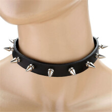 Leather Spike Studded Rivets Punk Gothic Choker Necklaces Adjustable Collar Necklace Bracelet for Women Men
