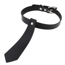Gothic Punk Hip Hop PU Leather Torques Bow Tie Collar Choker Necklace For Women Men Party Bondage Collar Necklace Jewelry
