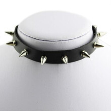 Gothic Men Women Unisex Faux Leather Spike Rivet Choker Punk Necklace Jewelry Faux leather necklace jewelry Spike Party