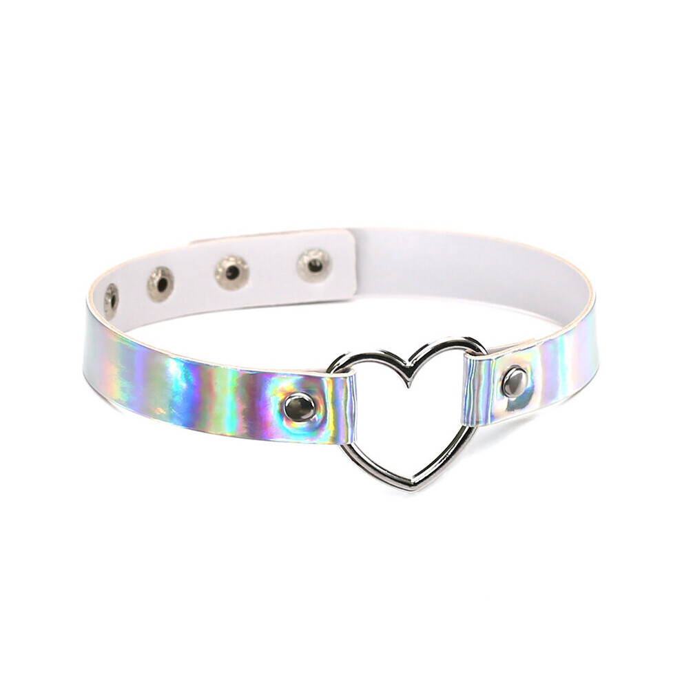 Multicoloured Pu Leather Sexy Punk Heart Choker Necklace Gothic Laser Collar Lady Harajuku Jewelry Colorful Leather Charm Gift
