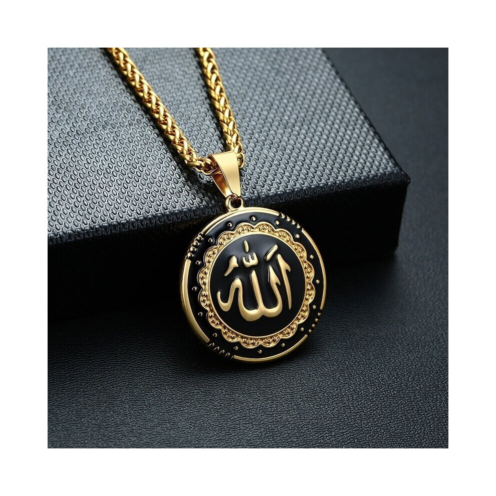 Muslim Islam Metal Pewter Allah Quran Charm Pendant Necklace Men Religious Style Jewelry Gift Multicoloured