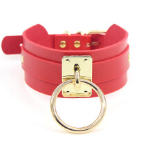 CEA Women PU Leather Harness Necklaces O-ring Choker Sexy Punk Bondage Club Party Collar