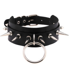 Unisex Punk Gothic Flexible PU Leather Adjustable Choker Necklace Neck Collar with Rivets Rock Club Party Jewelry Accessories