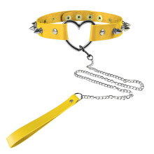 Harness For Women Punk Gothic Leash Collar Heart Rivet Accessories Sexy PU Leather Collar Traction Rope BDSM Bondage Necklace