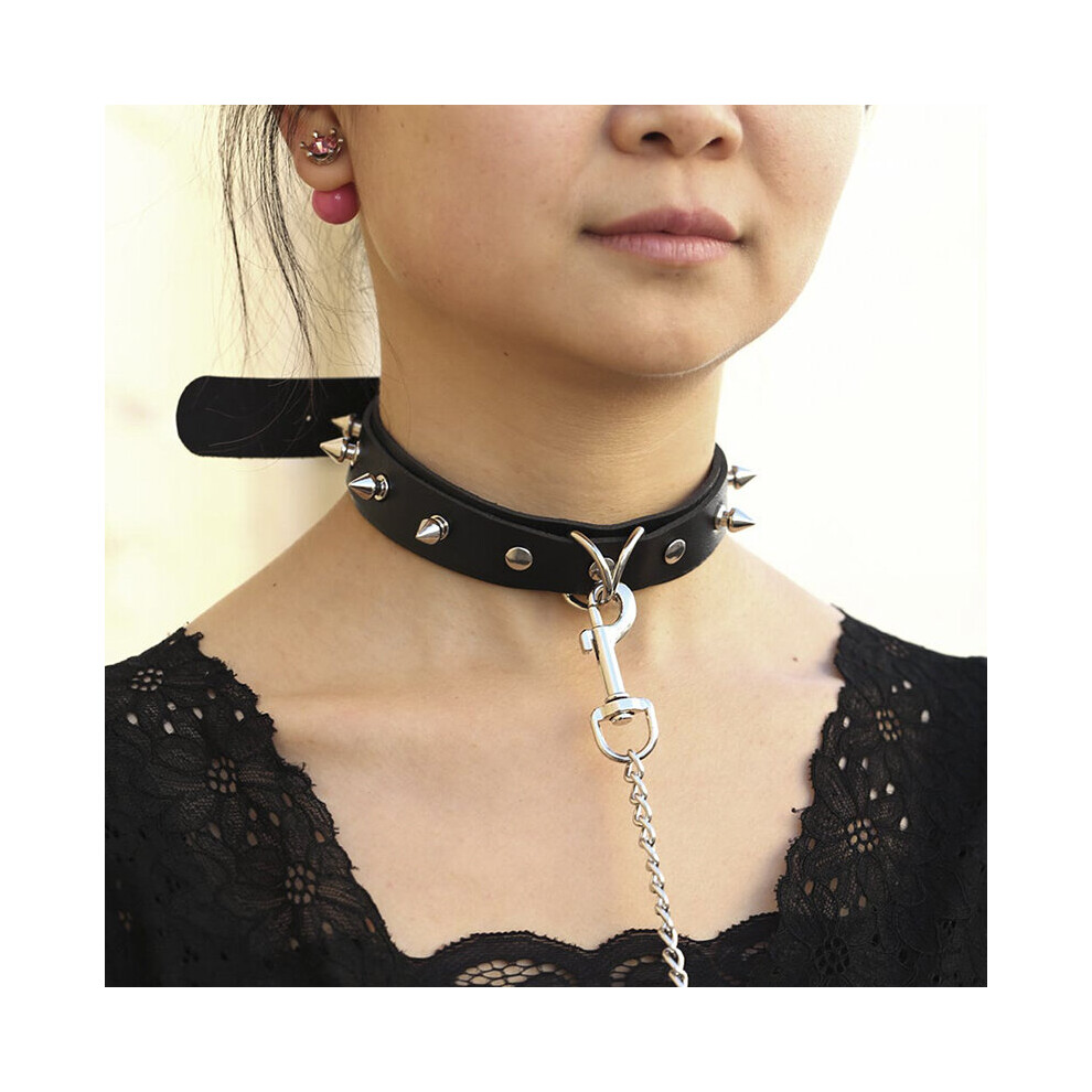 Multicoloured Punk Lady Gothic Slave Leather Choker Chain Spike Rivet Buckle Collar Necklace