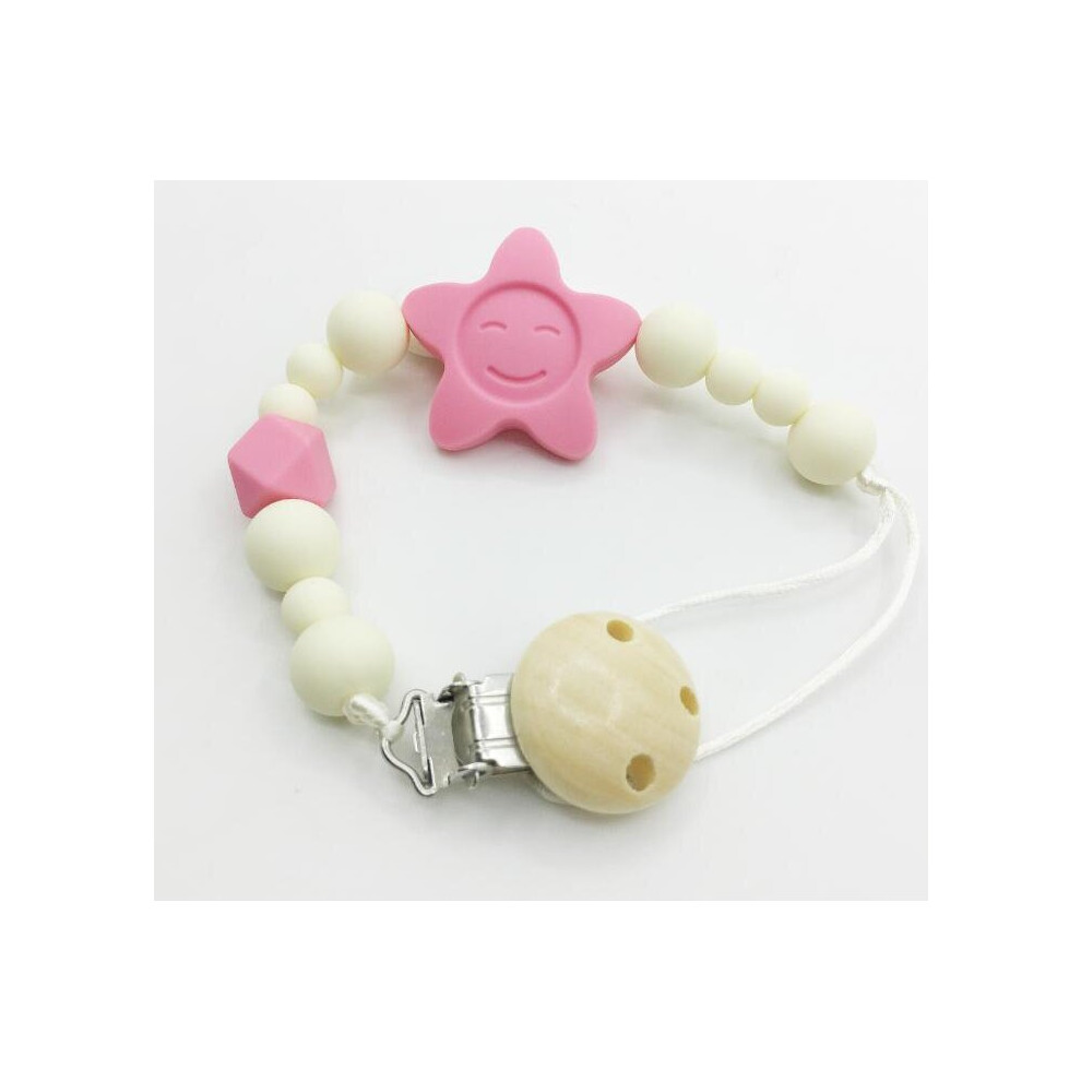Bpa Nursing Silicone Beads Necklace Pacifier Clip Teether Toddler Toys With Wood Clip Necklace Multicoloured