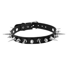 Punk Long Spike Choker Faux Leather Collar for Women Men Big Rivets Studded Chocker Goth Style Necklace Accessories