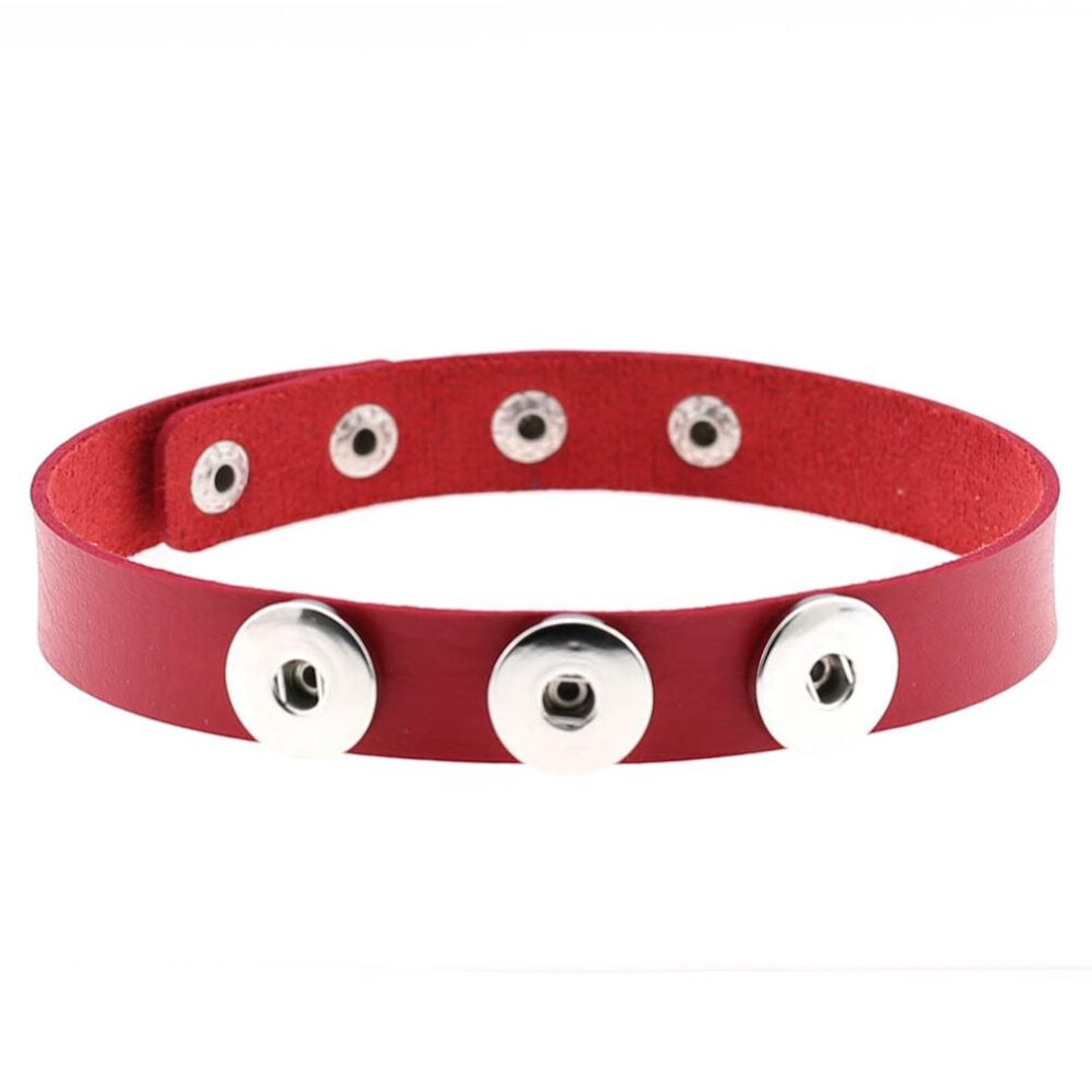 Multicoloured Multiple Colors Punk Leather Collar Choker Funky Torques Snap Necklace 40Cm Fit 18Mm Snap Buttons Snap Jewelry Dj0206
