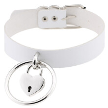 Punk PU Leather Heart Lock Collar Metal Padlock Choker Necklace Gothic Jewelry Birthday Party Gift