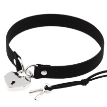 WANGAIYAO's punk alternative accessories bondage fun collar necklace peach heart love lock necklac