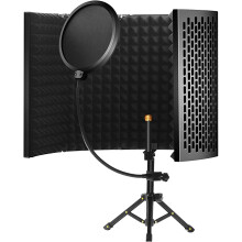 NEW-OPENED BOX Gleeya Microphone Isolation Shield with Tripod - 5-Panel Portable Vocal Shield & Pop Filter
