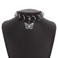 Neck chain necklace gothic Punk Leatherwear heart-shaped butterfly Hip hop chain Adjustable sexy a collar for a horse