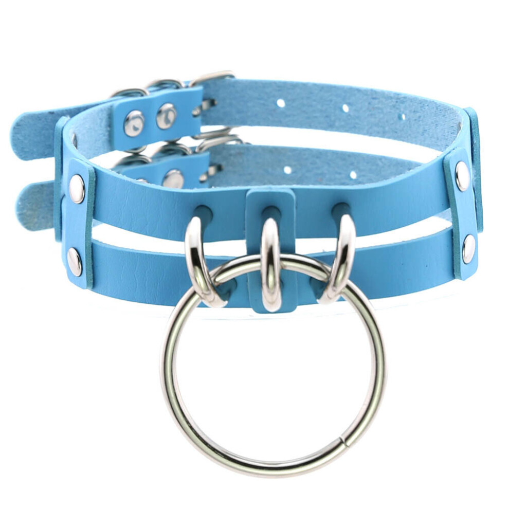 Multicoloured Harajuku Double Leather O-Ring Choker Necklace Alternative Choker Neck Strap Neck Chain Clavicle Cha