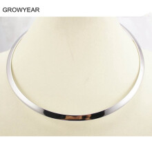 Stainless Steel Cuff Circle Torques Necklace Women Collars Silver Dress Up Jewelry Bohemian Short Necklace