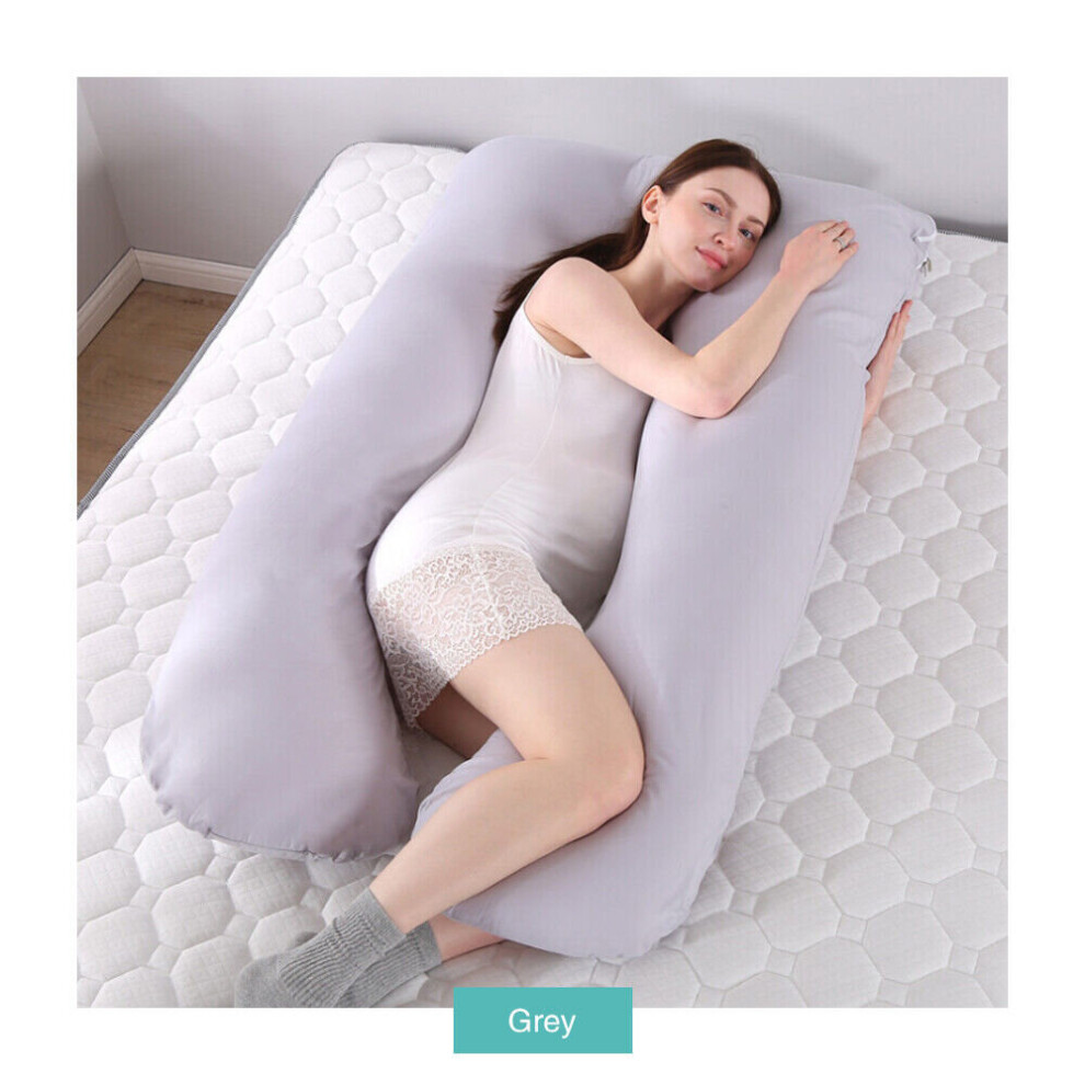 (Grey) 9ft Pregnancy U-Shaped Pillow Body Back Support