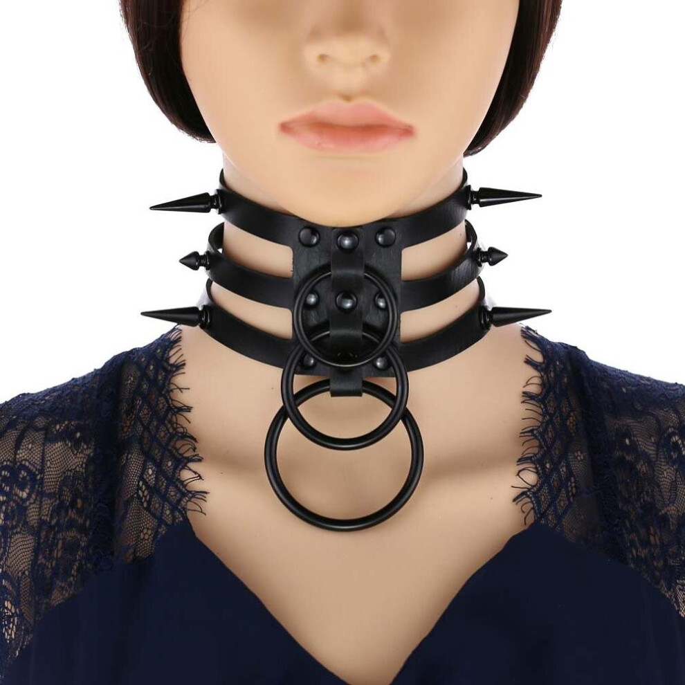 Multicoloured Sexy Spiked Choker Leather Punk Goth Collar Harajuku Necklace Gothic Metal Chocker Necklace Club Party Jewelry