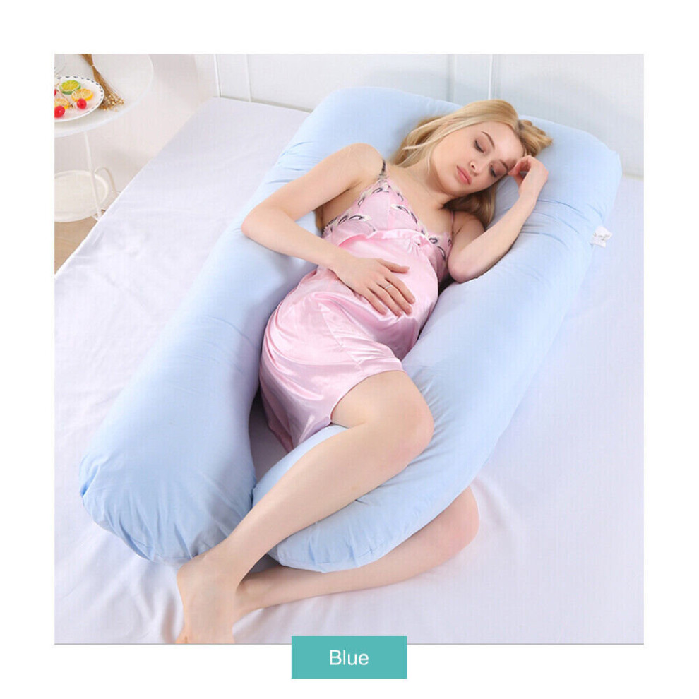 (Blue) 9ft Pregnancy U-Shaped Pillow Body Back Support