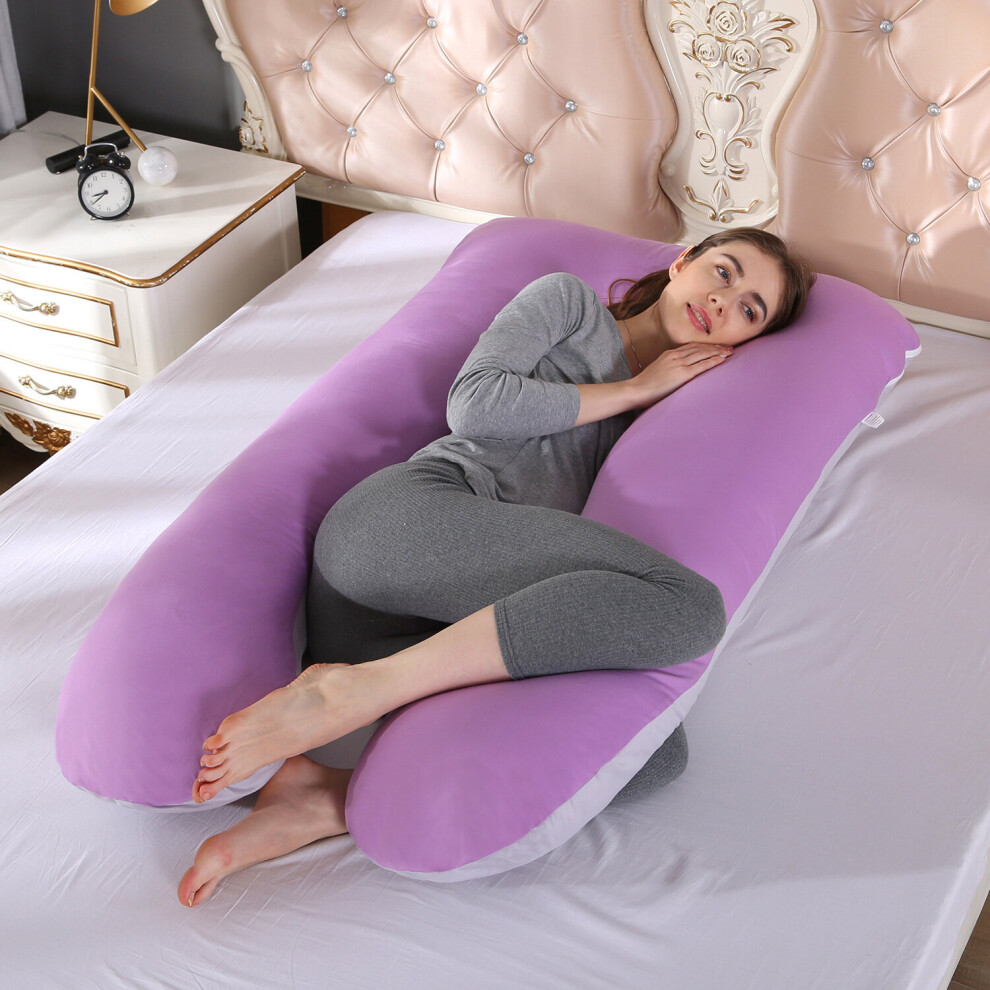 (Purple) 9ft Pregnancy U-Shaped Pillow Body Back Support