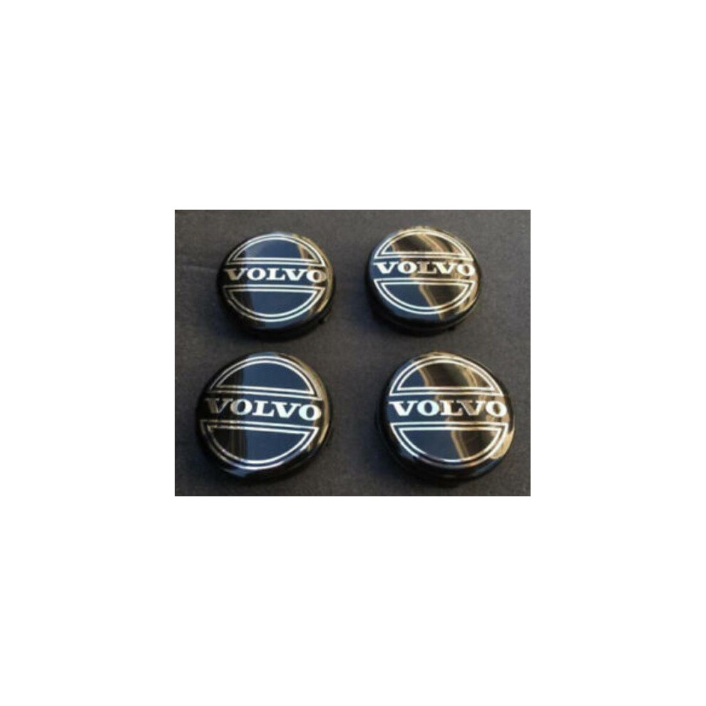 Paktoo 4Pcs 64Mm Volvo Wheel Center Caps Hub Cover Black