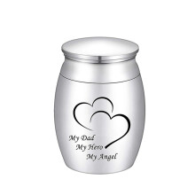 (White) My Dad My Hero My Angel Cremation Keepsake Urns for Human Stainless Steel Ashes Mini Memorial Urn Funeral Urns for Ashes