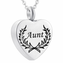 (Black) Peaceful leaf pattern Heart Cremation Jewelry Keepsake Memorial Urn For Ashes Necklace Urn Pendant with Fill Kit(dad and mom)