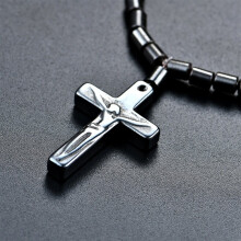 83XC Hematite Necklace With Magnetic Therapy For Healing Health Jewelry Cross Pendant