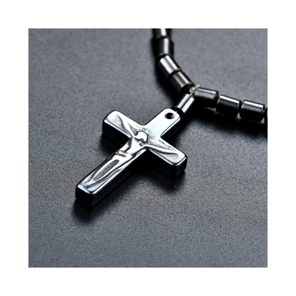 83XC Hematite Necklace With Magnetic Therapy For Healing Health Jewelry Cross Pendant