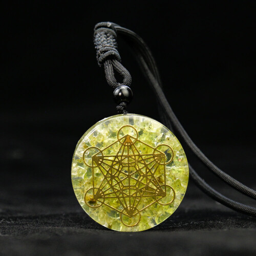 7 Chakra Stone Necklace Semi-precious Metatron Cube Pendant Orgone ...