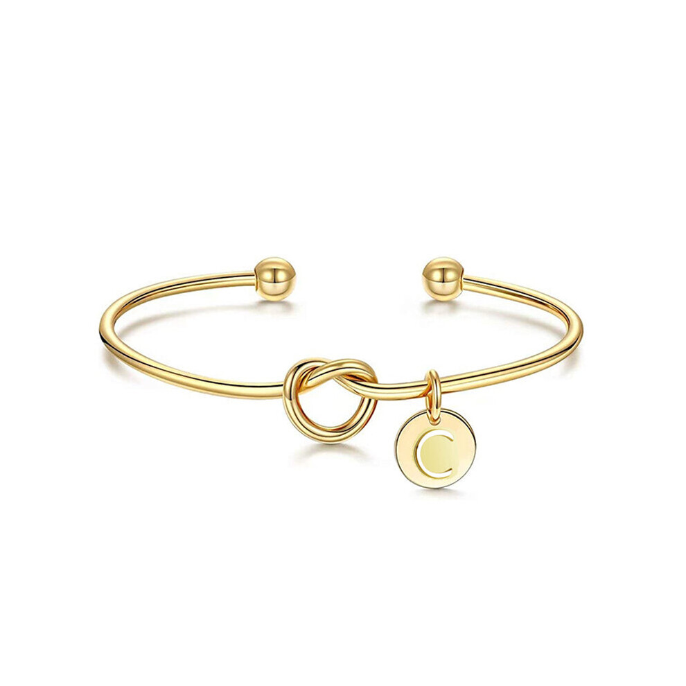 (Green) 26 Initials Charm Bangle for Women Stainless Steel Letter Cuff Bracelet Couple Jewelry for Wedding-image-OPC-PBRCHD2-NEW
