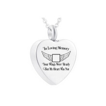 Cremation Jewelry Stainless Steel Metal Urn, Heart-Shaped Ashes Memorial Pendant With Filling Kit And Gift Bag