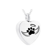 Cremation Jewelry Heart Shaped Angel Wing Stainless Steel Urn Pendant Small Souvenir Mini Funeral Jar For Human/Pet Ashes