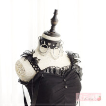 Harajuku Style Goth Lolita PU Leather Collar Item Metal Chain Punk Goth Chain Clavicle Chain Necklace Bandana