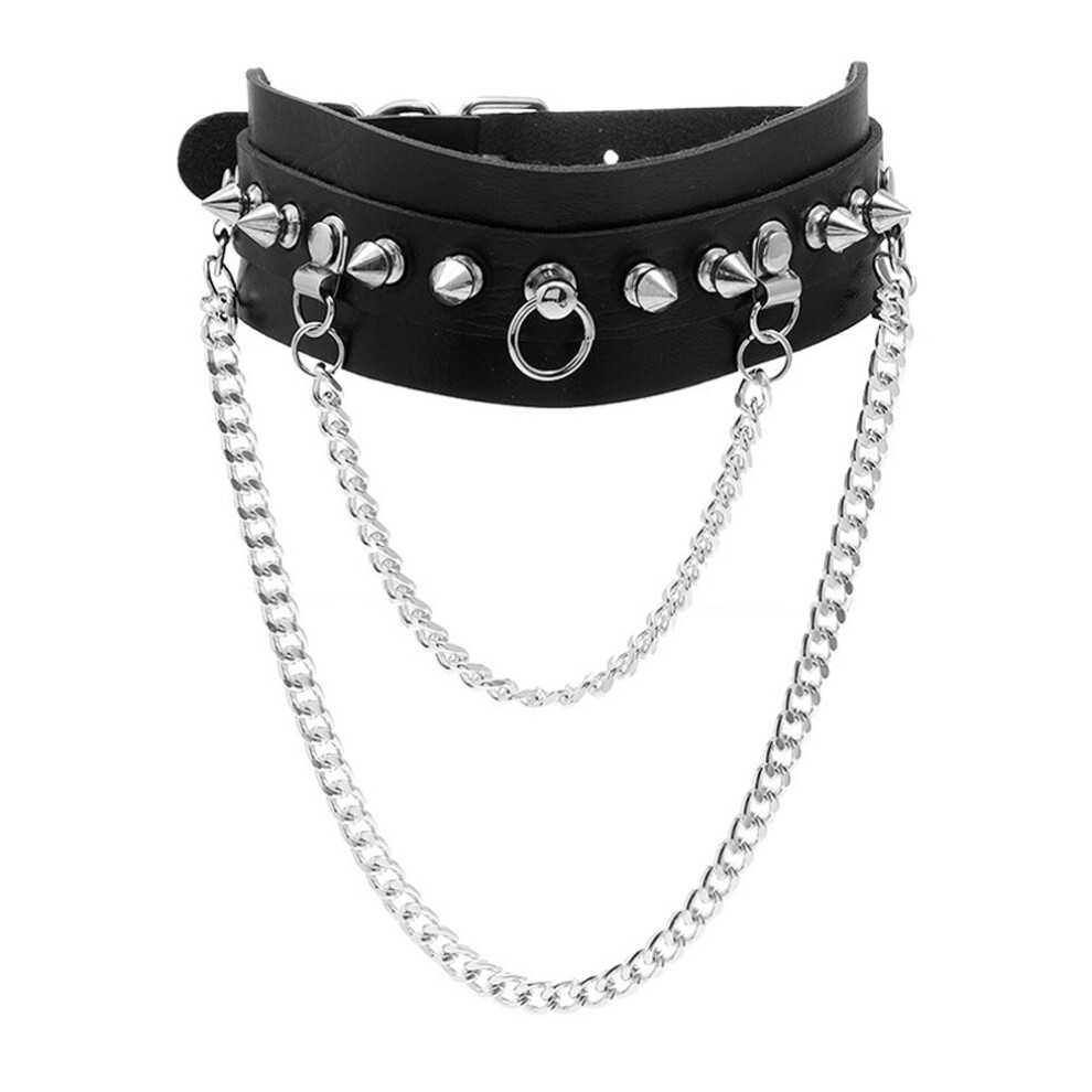 Multicoloured Spiked Rivet Leather Sexy Choker Necklace Nightclub Slave Binding Neck Clavicle Chain Gothic Punk Harajuku Erotic Jewelry