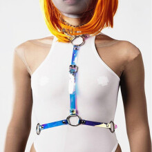 Punk Gothic Leather Transparent Clear PVC VInyl Halter Choker Harness Body Bondage Waist Belt Straps