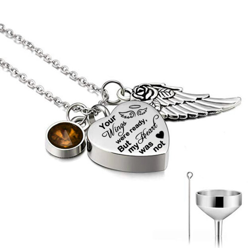 Cremation Jewelry For Ashes Heart Urn Necklace & 12 Birthstones Crystal ...