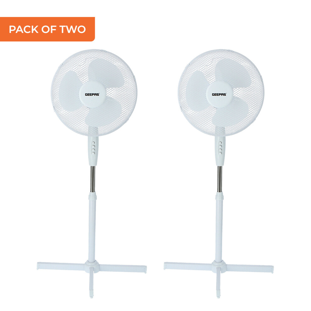 Geepas 16 Inch Standing Pedestal Fan Oscillating 3 Speed, Pack of 2