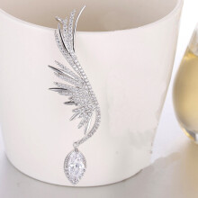 Feather CZ Stone Ear Cuff Hang Water Drop Big Clip Earrings for Women Party Green Earcuff kupe Club AE530