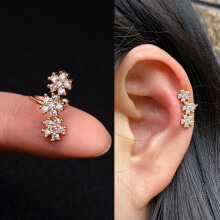 1pcs Flower Shape Zircon Ear Cuff for Women Charming Crystal Clip on Earrings Earcuff Without Piercing Jewelry